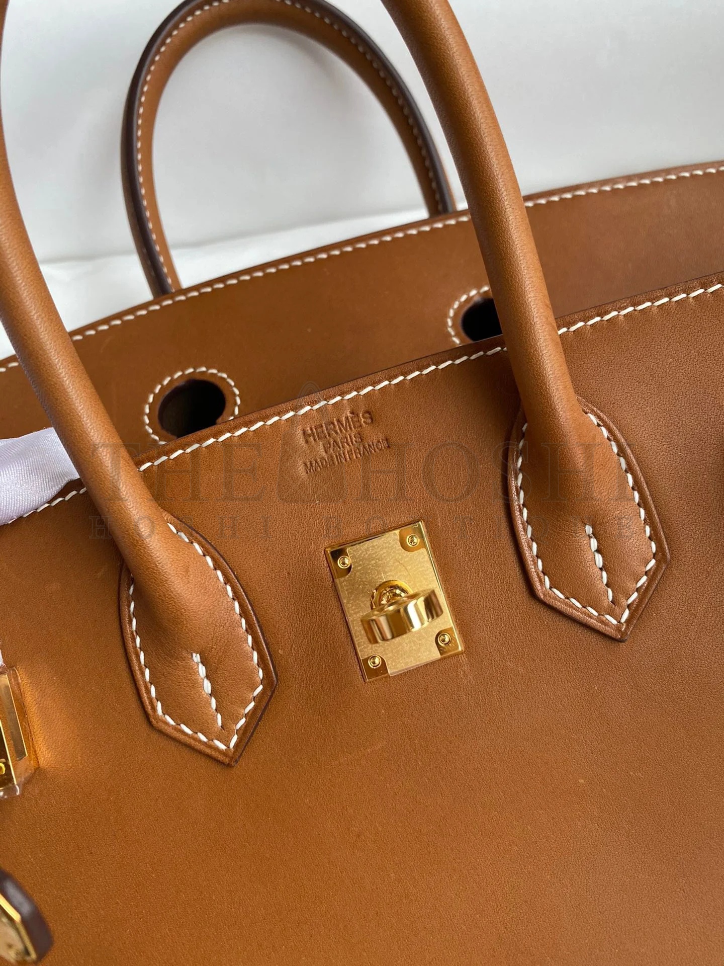 H**me5 Birkin 25 Retourne Handmade Bag In Gold Barenia Calfskin Master Quality