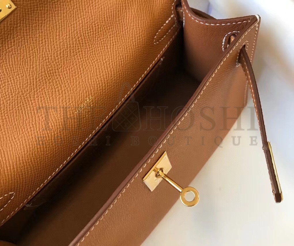 H**me5 Kelly Pochette Bag In Gold Epsom Leather Master Quality