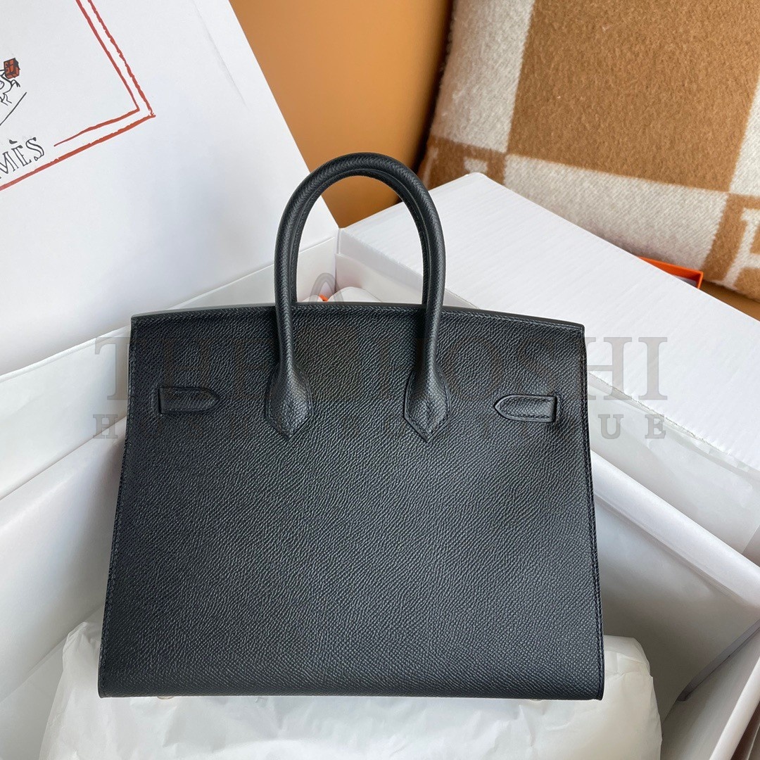 H**me5 Birkin 25 Sellier Handmade Bag In Black Epsom Calfskin Master Quality