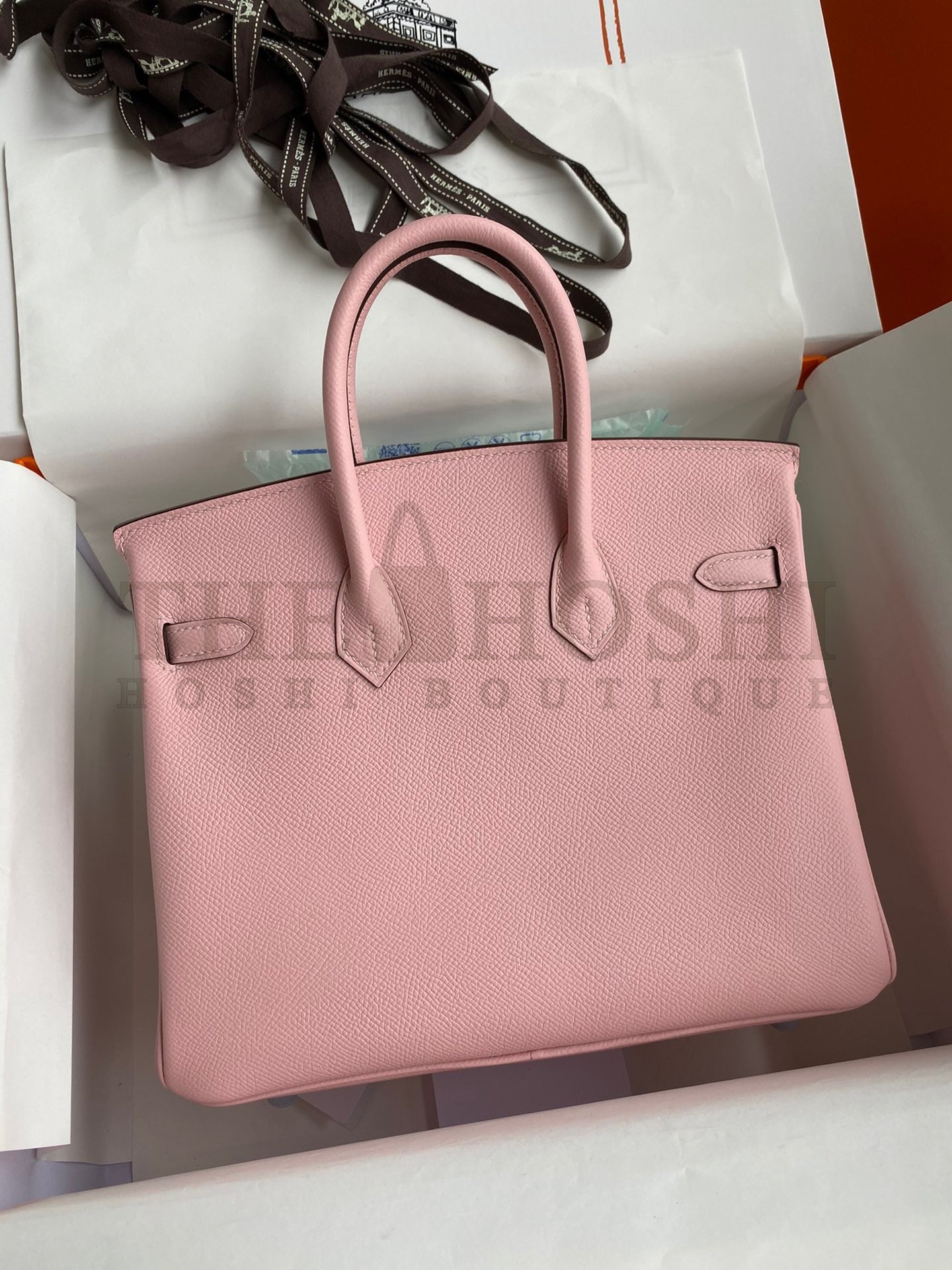 H**me5 Birkin 25 Retourne Handmade Bag In Rose Sakura Epsom Calfskin Master Quality