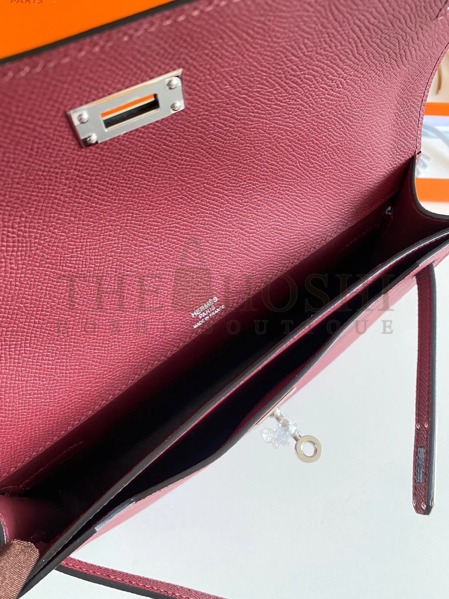 H**me5 Kelly Depeches 25 Pouch in Bordeaux Epsom Calfskin Master Quality