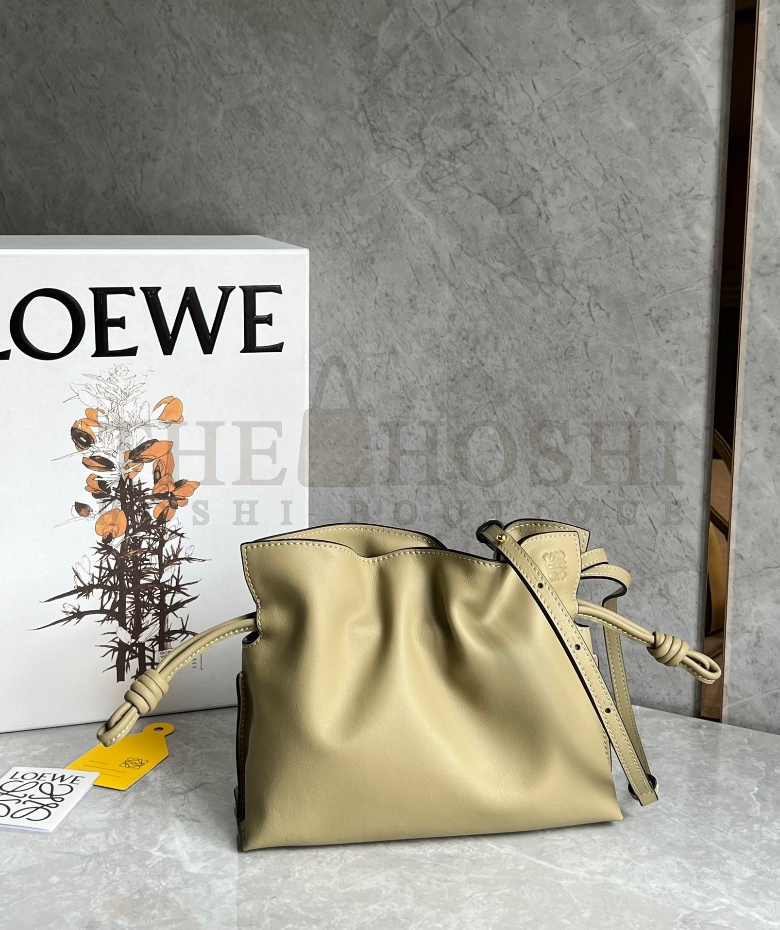 L0ew* Mini Flamenco Clutch Bag In Clay Green Calfskin Master Quality