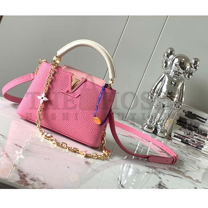 L0vis Vvtt0n LV Women Capucines Mini Handbag Rose Chamallow Pink Taurillon Leather Master Quality