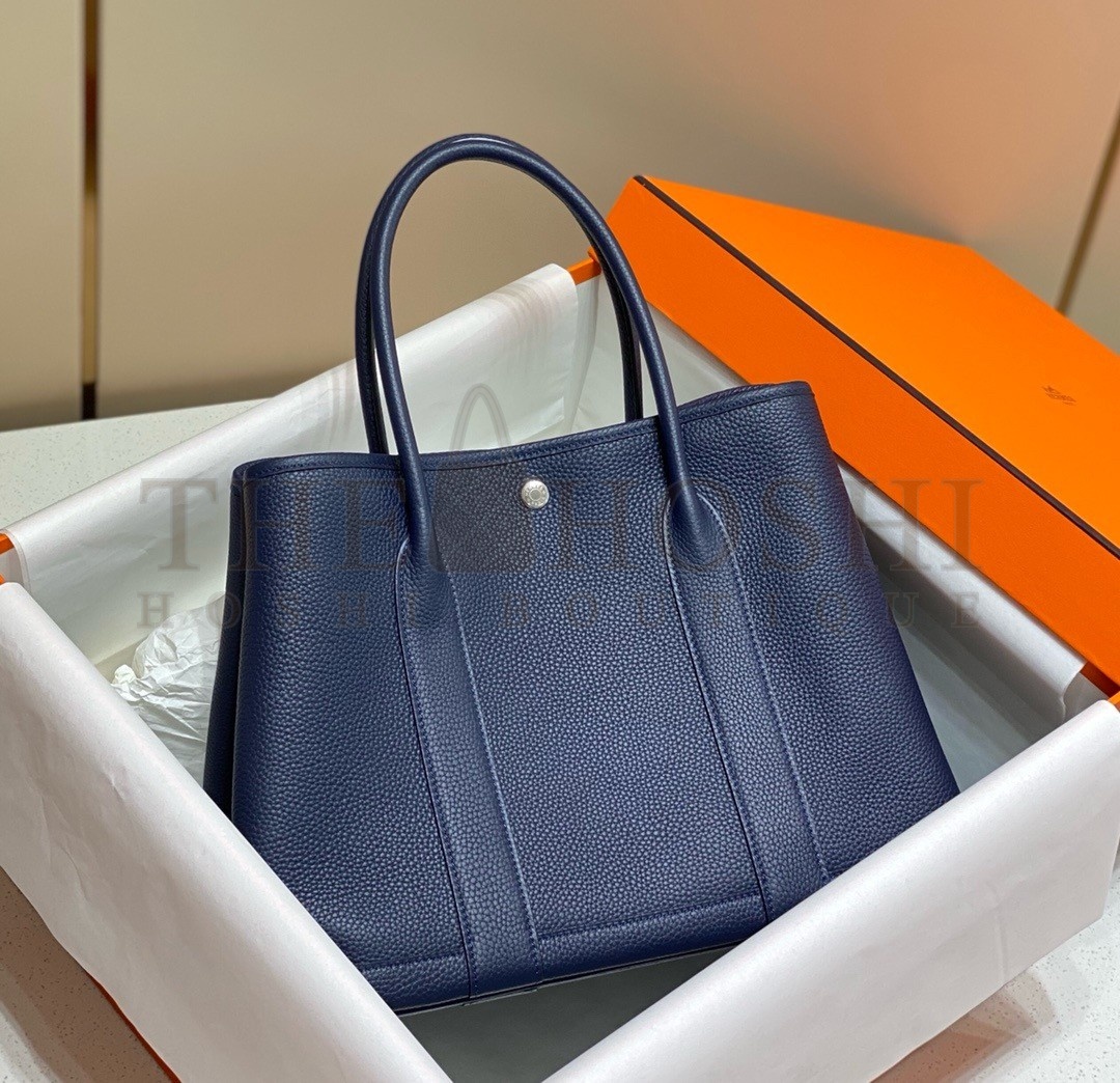 H**me5 Garden Party 36 Bag In Blue Saphir Clemence Leather Master Quality