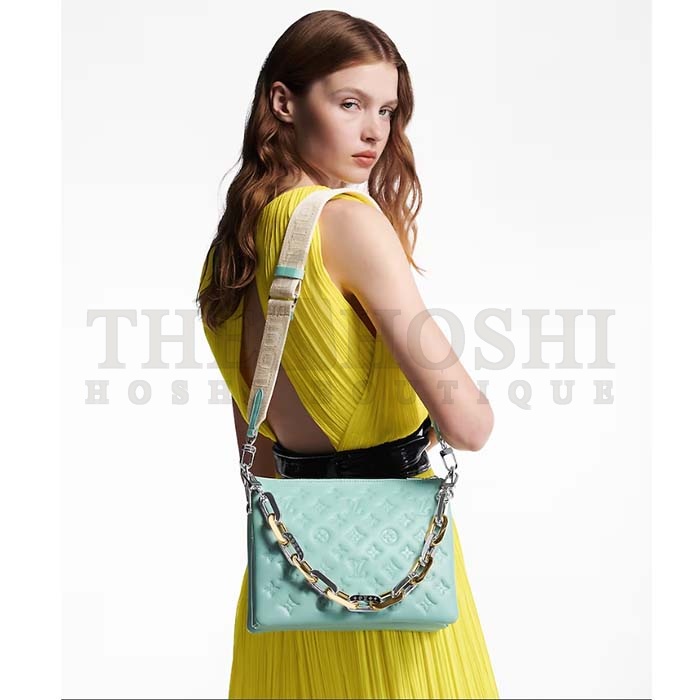 L0vis Vvtt0n LV Women Coussin PM Handbag Azure Blue Lambskin Calfskin Cowhide Leather Master Quality