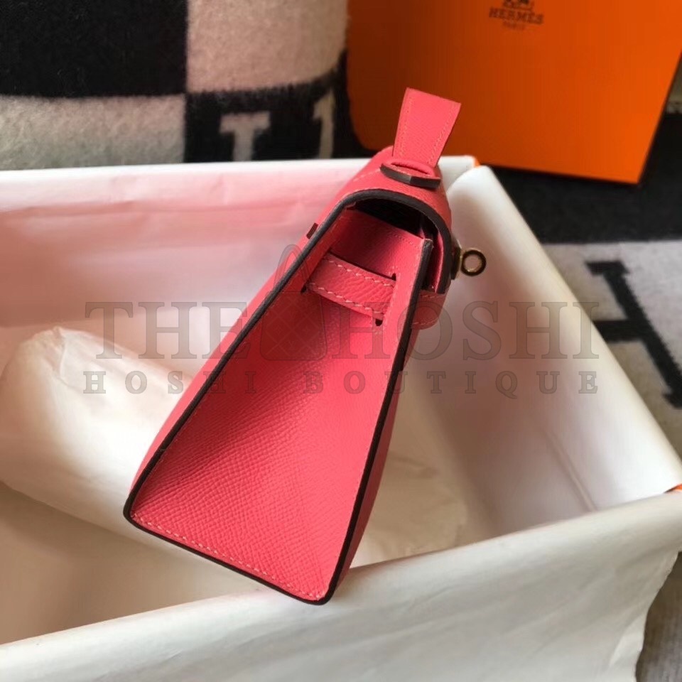 H**me5 Kelly Pochette Bag In Rose Lipstick Epsom Leather Master Quality