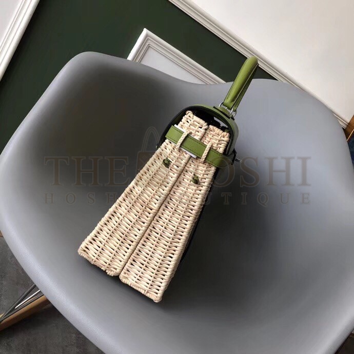 H**me5 Green Picnic Kelly 35cm Wicker Bag Master Quality