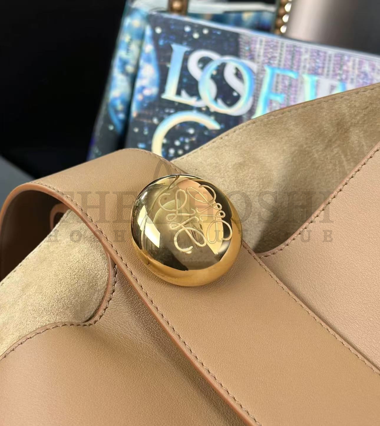 L0ew* real leather bag Natural Pebble Mini Leather Bucket Bag Master Quality