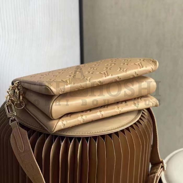L0vis Vvtt0n LV Women Coussin PM Handbag Camel Monogram Embossed Puffy Lambskin Calfskin Leather Master Quality