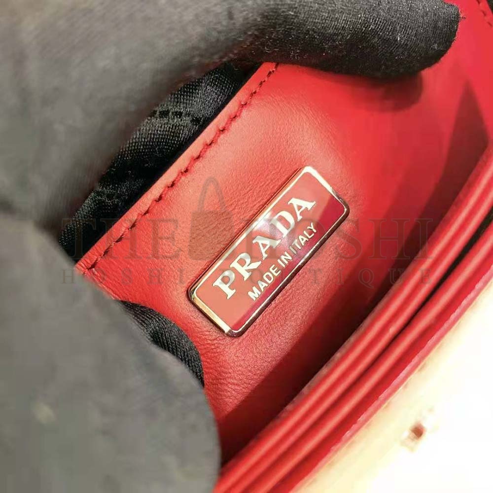 Pra*a Women Brushed Leather Shoulder Bag-Red Master Quality