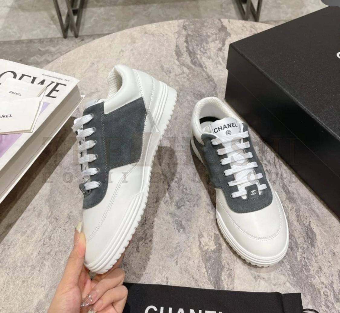 Ch**el WHITE AND GREY SNEAKERS Master Quality