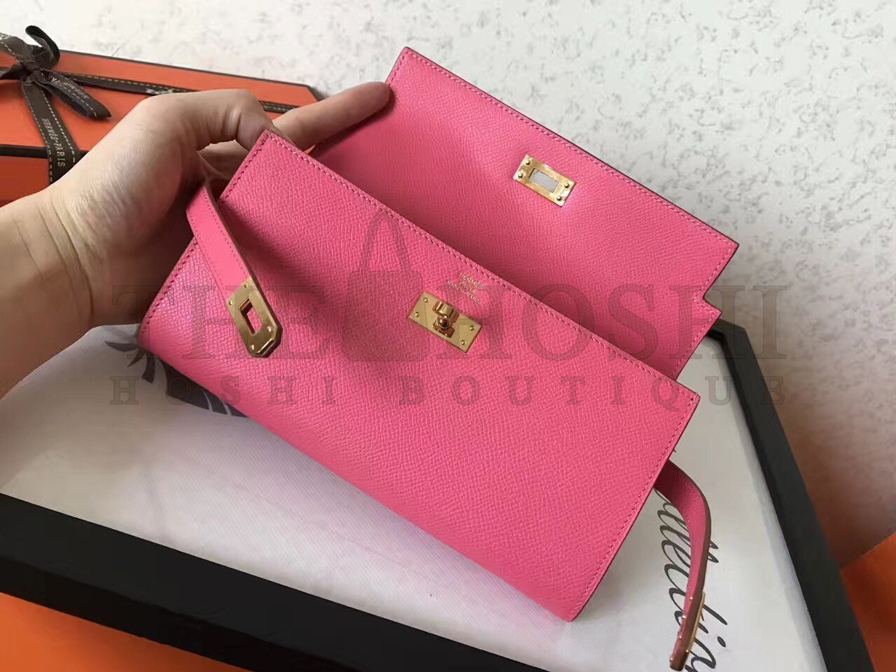H**me5 Kelly Classic Long Wallet In Pink Epsom Leather Master Quality
