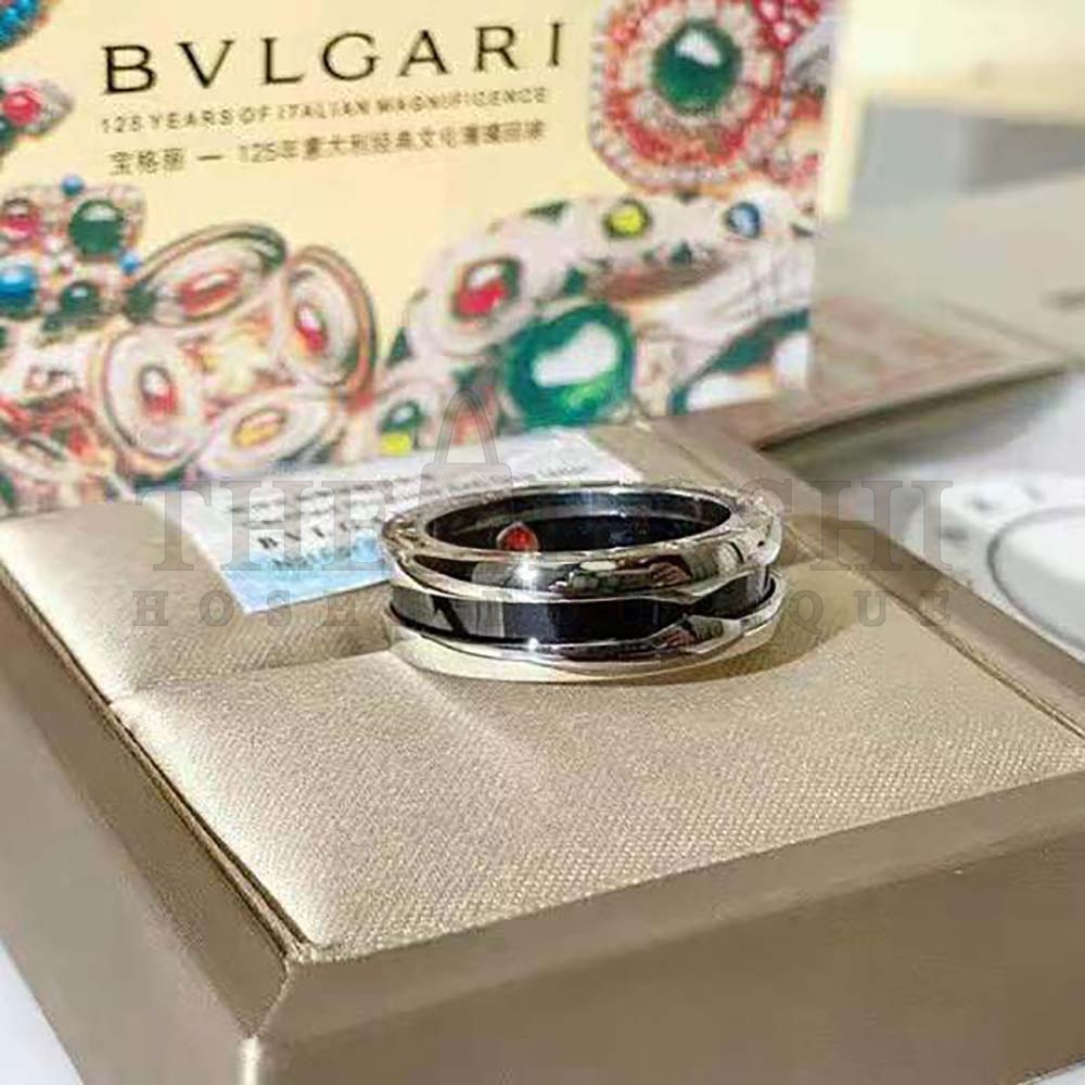 Bv1g*ai Women Save the Children One-band Sterling Silver Ring with Black Ceramic Master Quality