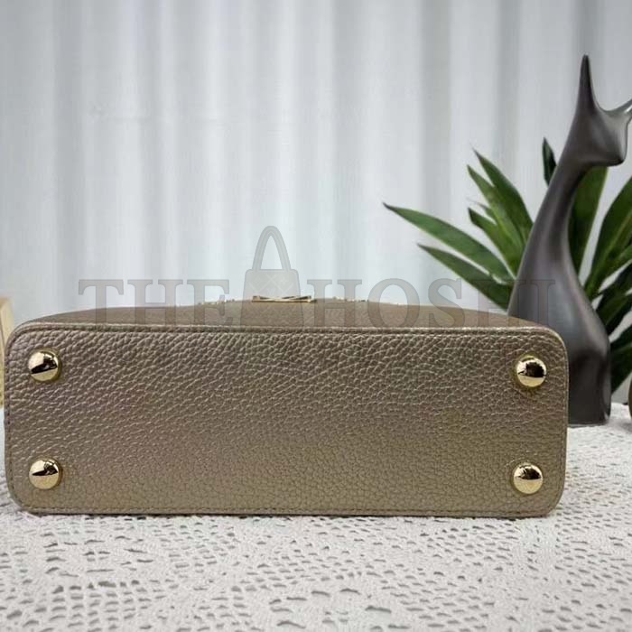 L0vis Vvtt0n LV Women Capucines BB Hand Bag Etain Metallic Gray Taurillon Leather Master Quality