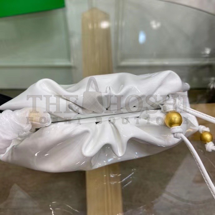 B0tt*ga Ven*ta Mini Pouch In White Patent Leather Master Quality