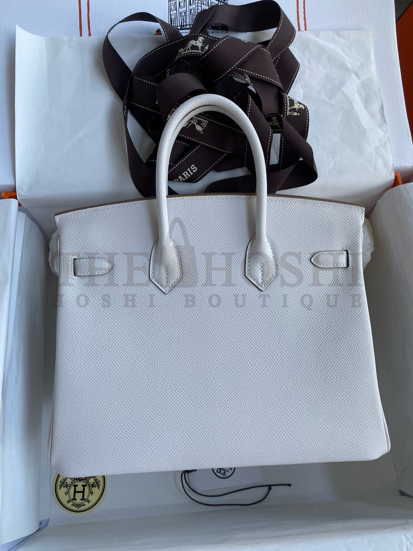 H**me5 Birkin 25 Retourne Handmade Bag In Gris Pale Epsom Calfskin Master Quality