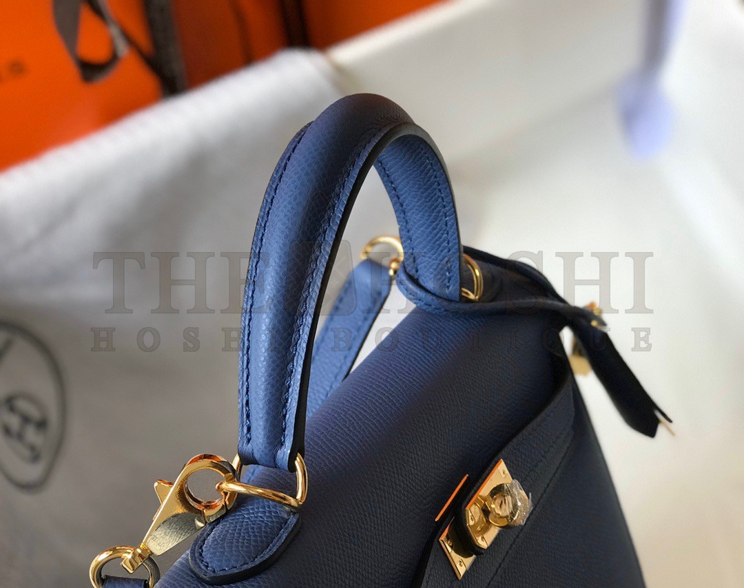 H**me5 Kelly 25cm Sellier Bag in Blue Agate Epsom Calfskin GHW Master Quality