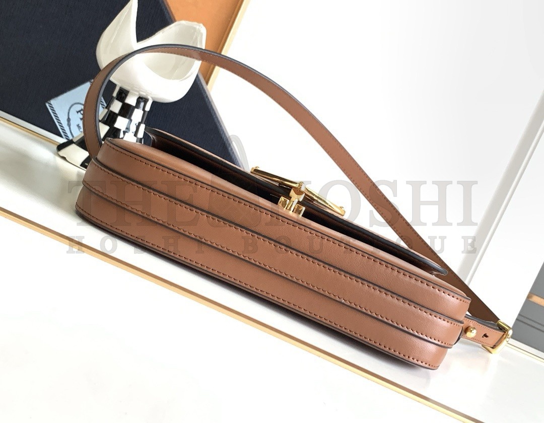 Pra*a Shoulder Bag in Cognac Smooth Calfskin Master Quality