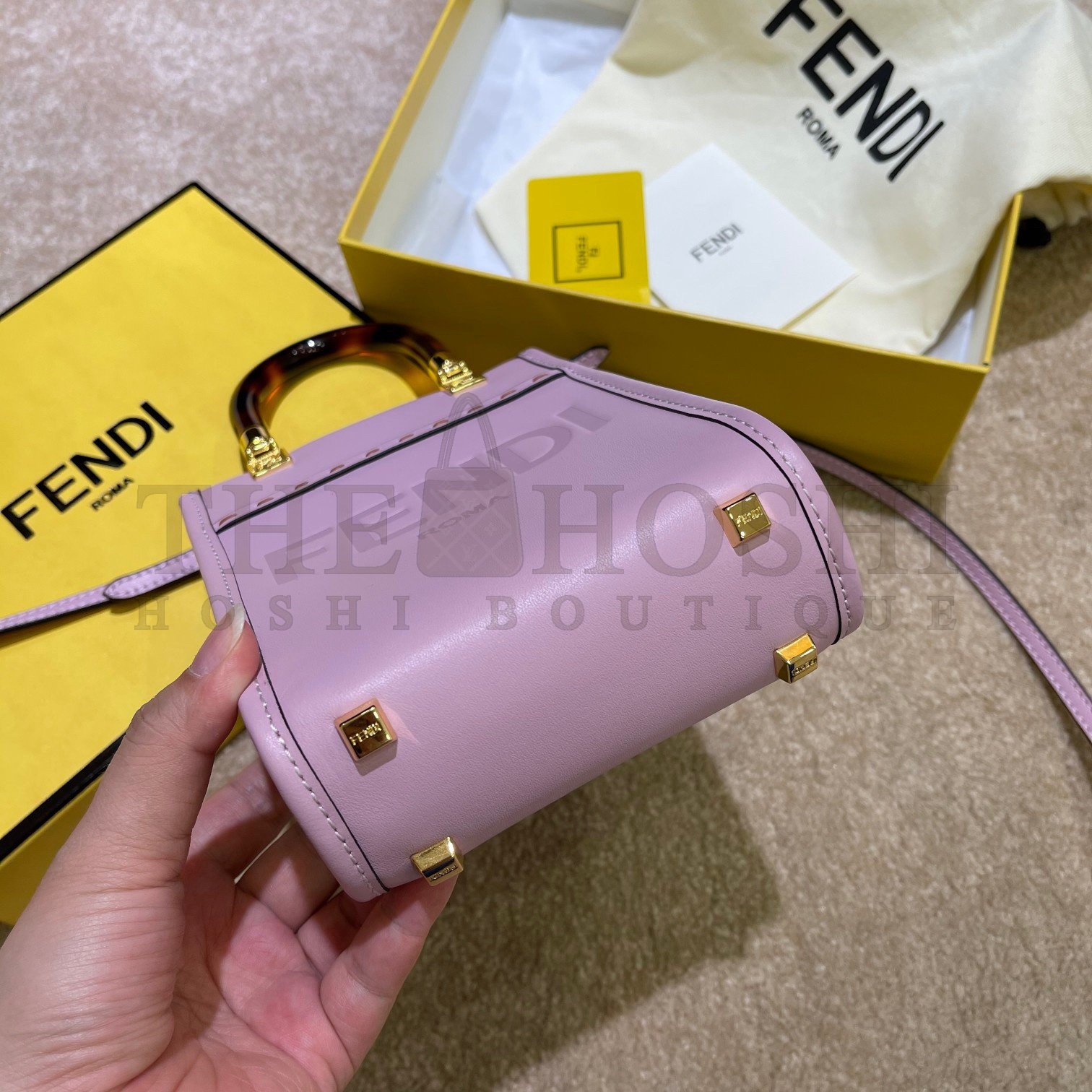 F**di Mini Sunshine Shopper Bag In Lilas Leather Master Quality