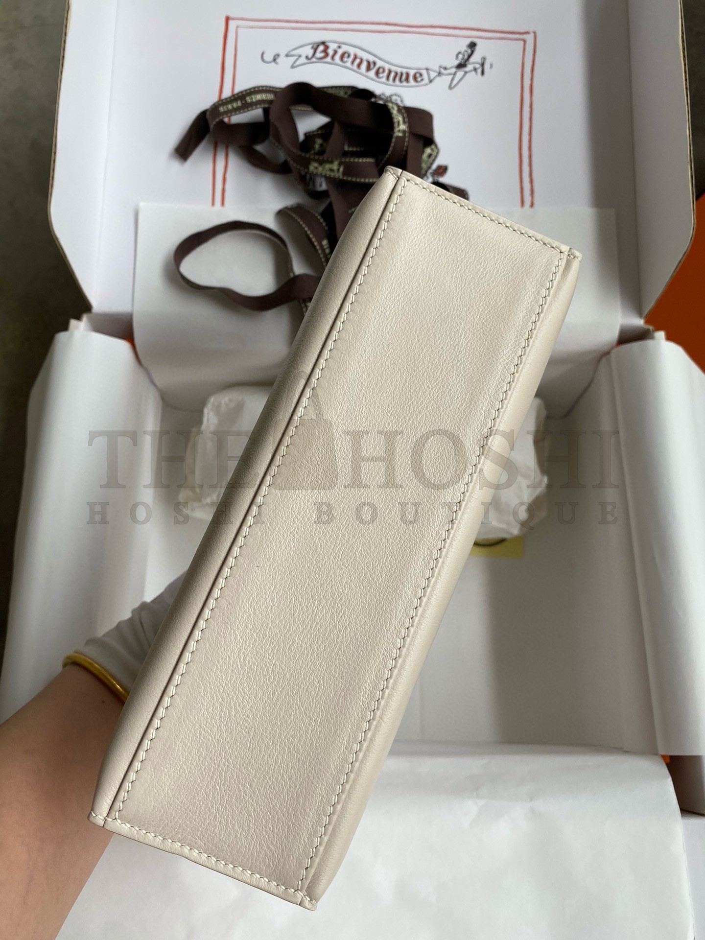 H**me5 Kelly Pochette Handmade Bag In Craie Swift Calfskin Master Quality