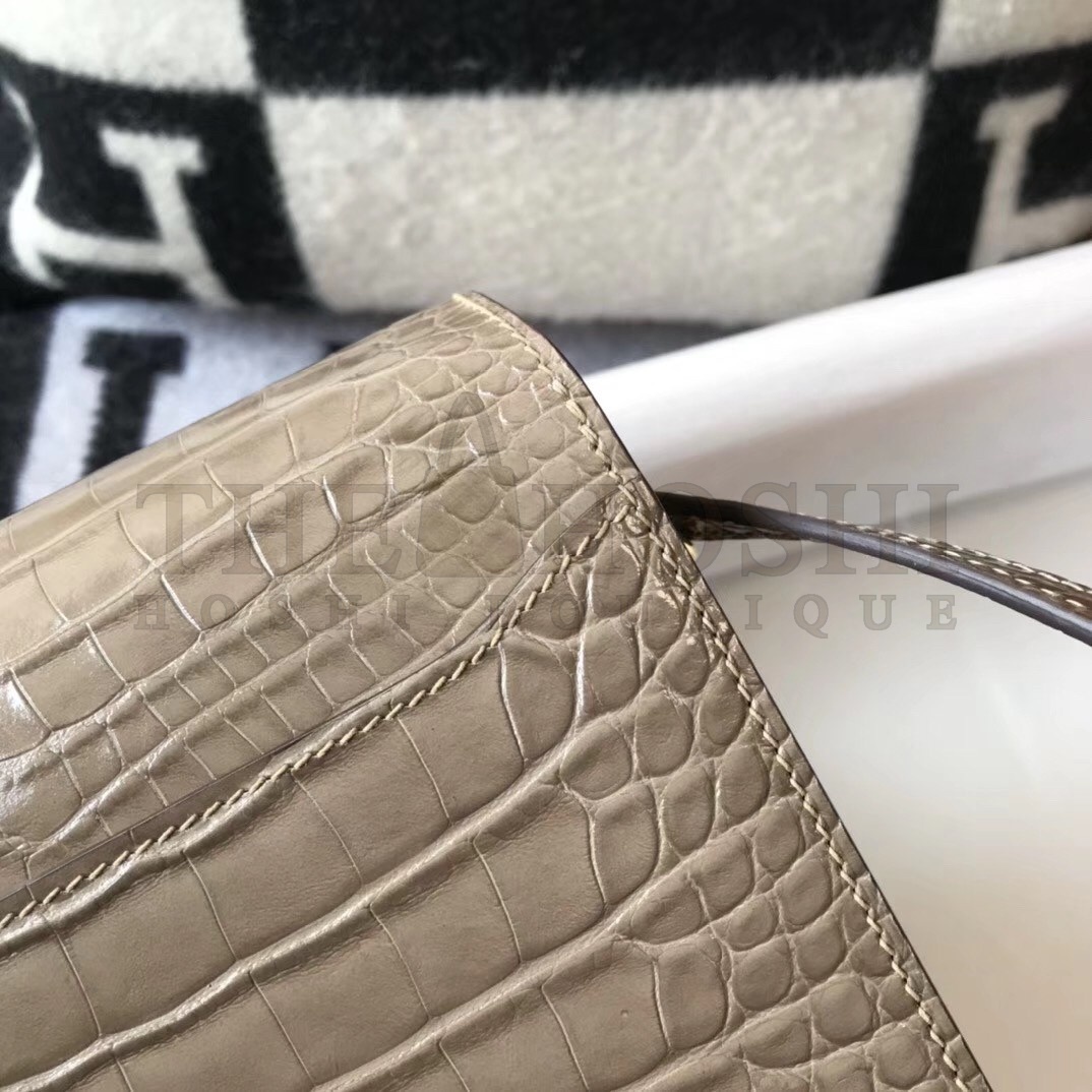 H**me5 Roulis Mini Bag In Taupe Embossed Crocodile Calfskin Master Quality