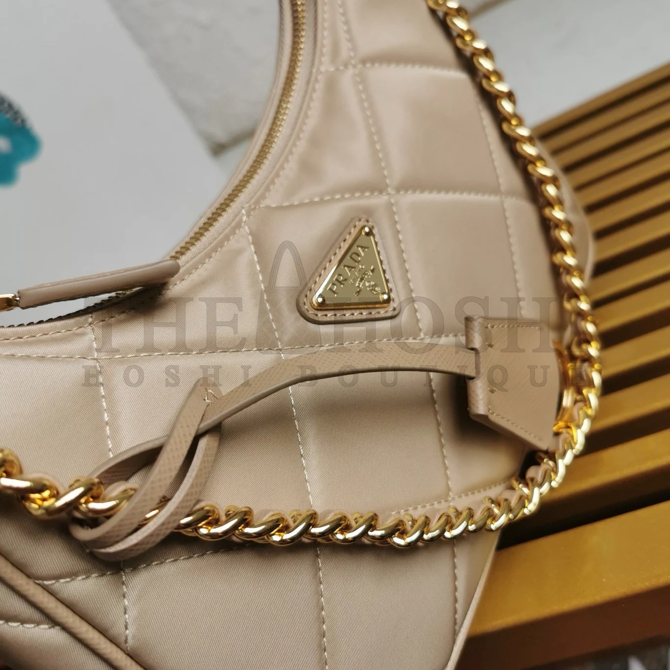 Pra*a Re-Edition 1995 Chaine Mini Bag in Beige Re-Nylon Master Quality