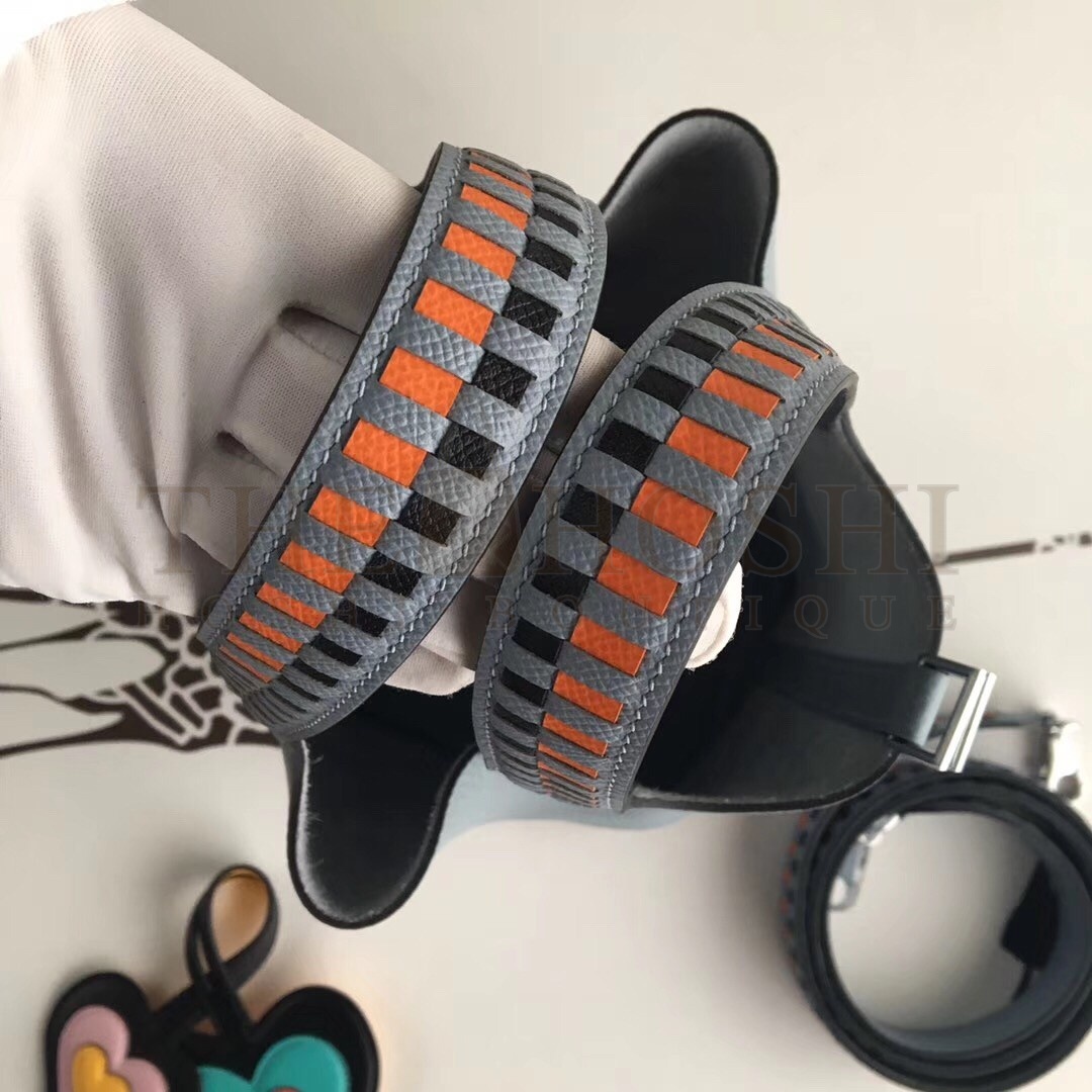 H**me5 Blue Lin Picotin Lock 18cm Bag With Braided Handles Master Quality