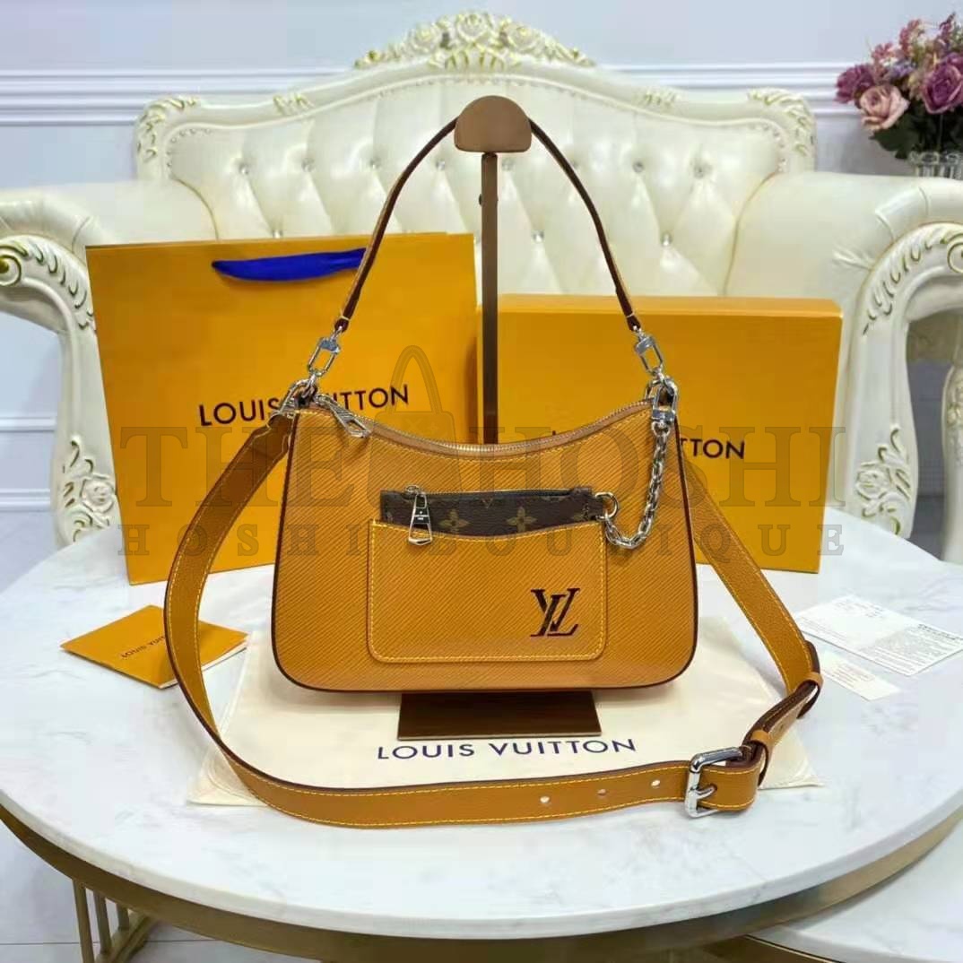 L0vis Vvtt0n LV Women Marelle Handbag Honey Gold Epi Grained Cowhide Leather Canvas Master Quality