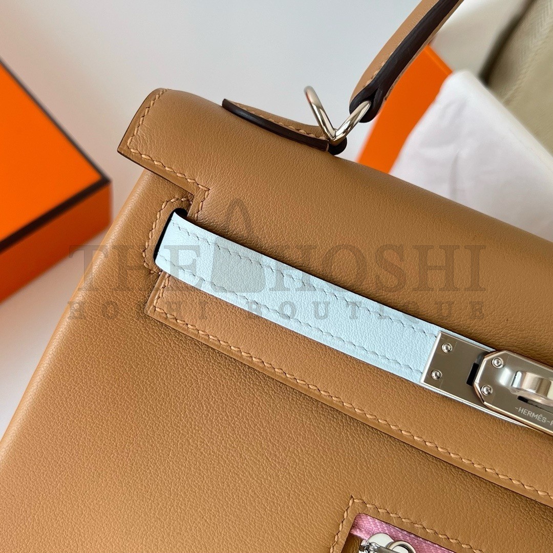 H**me5 Kelly Colormatic 25 Handmade Bag in Chai Swifit Leather Master Quality