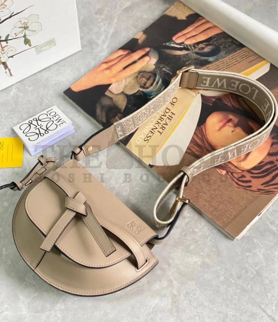 L0ew* Mini Gate Dual Bag In Sand Calfskin Master Quality