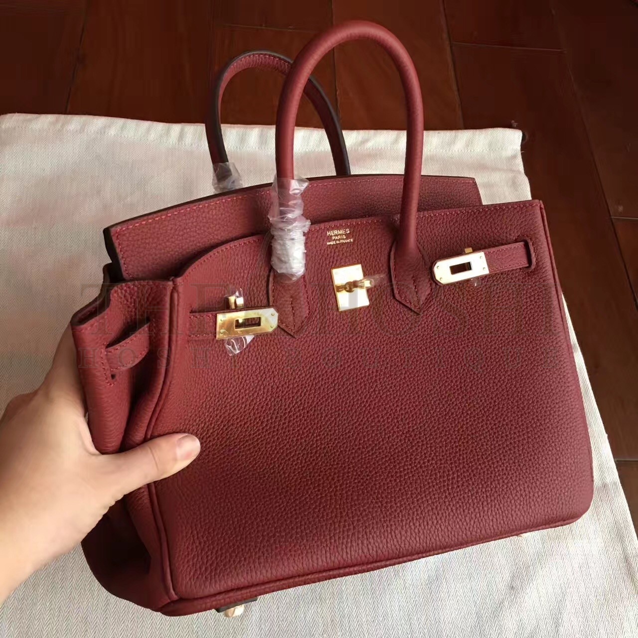 H**me5 Bordeaux Birkin 25cm Clemence Handmade Bag Master Quality
