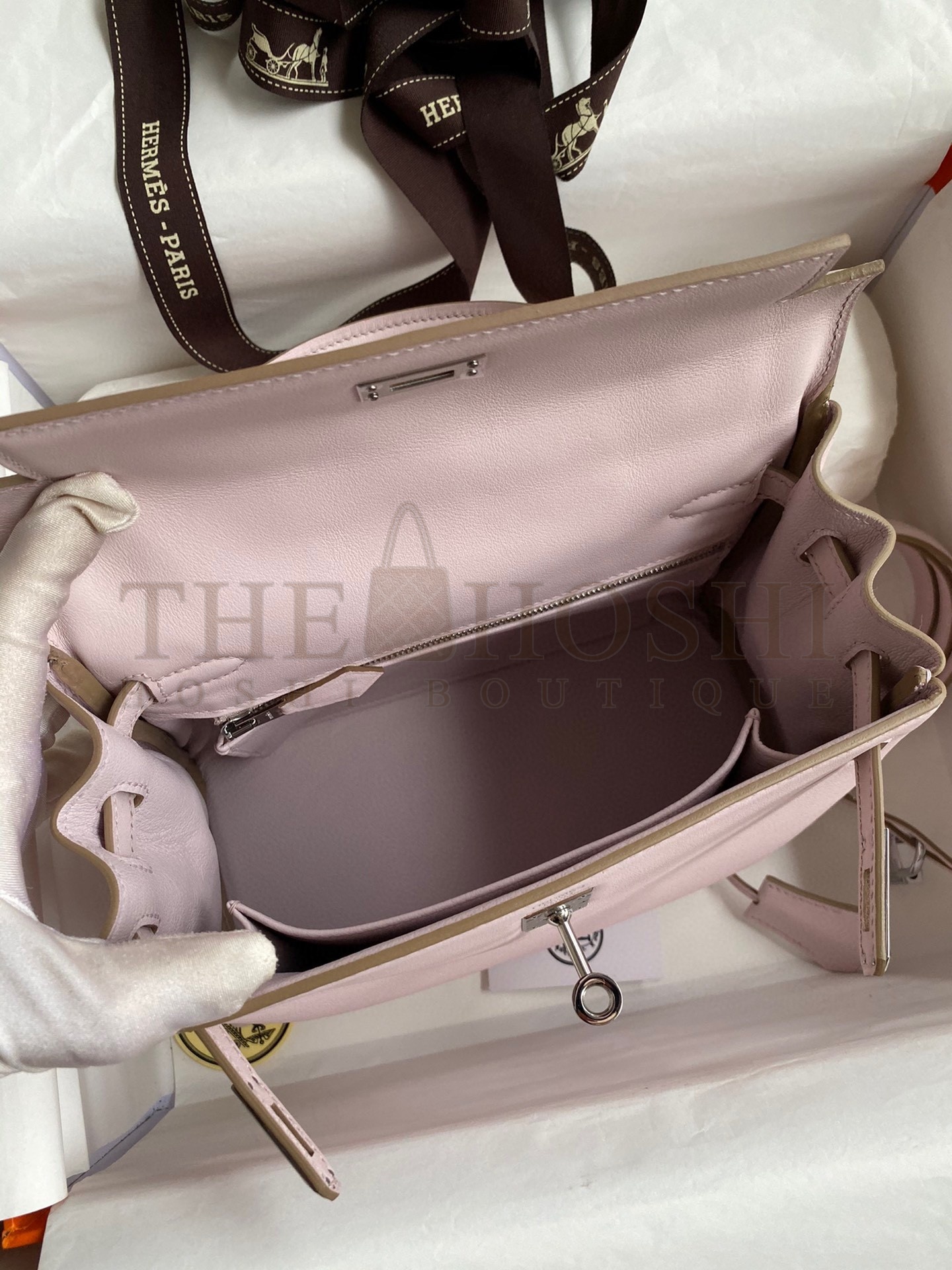 H**me5 Kelly Retourne 25 Handmade Bag In Mauve Pale Swift Calfskin Master Quality