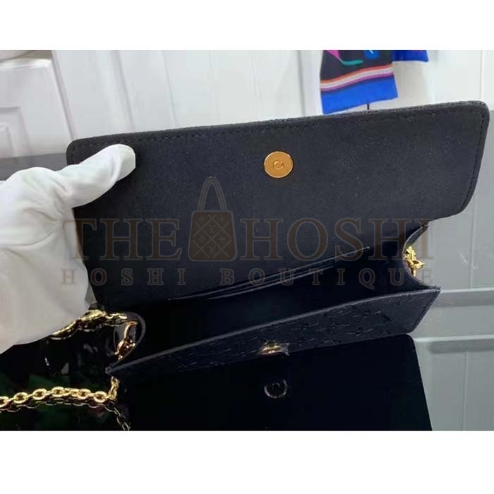 L0vis Vvtt0n LV Women Wallet On Chain Lily Black Monogram Empreinte Embossed S*pple Grained Cowhide Leather Master Quality