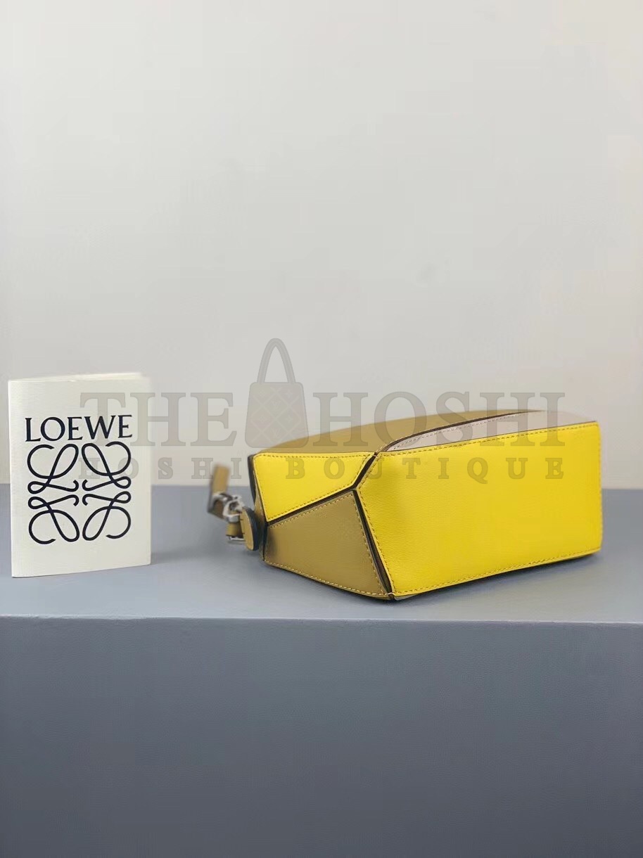 L0ew* Puzzle Mini Bag In Ochre/White/Yellow Calfskin Master Quality