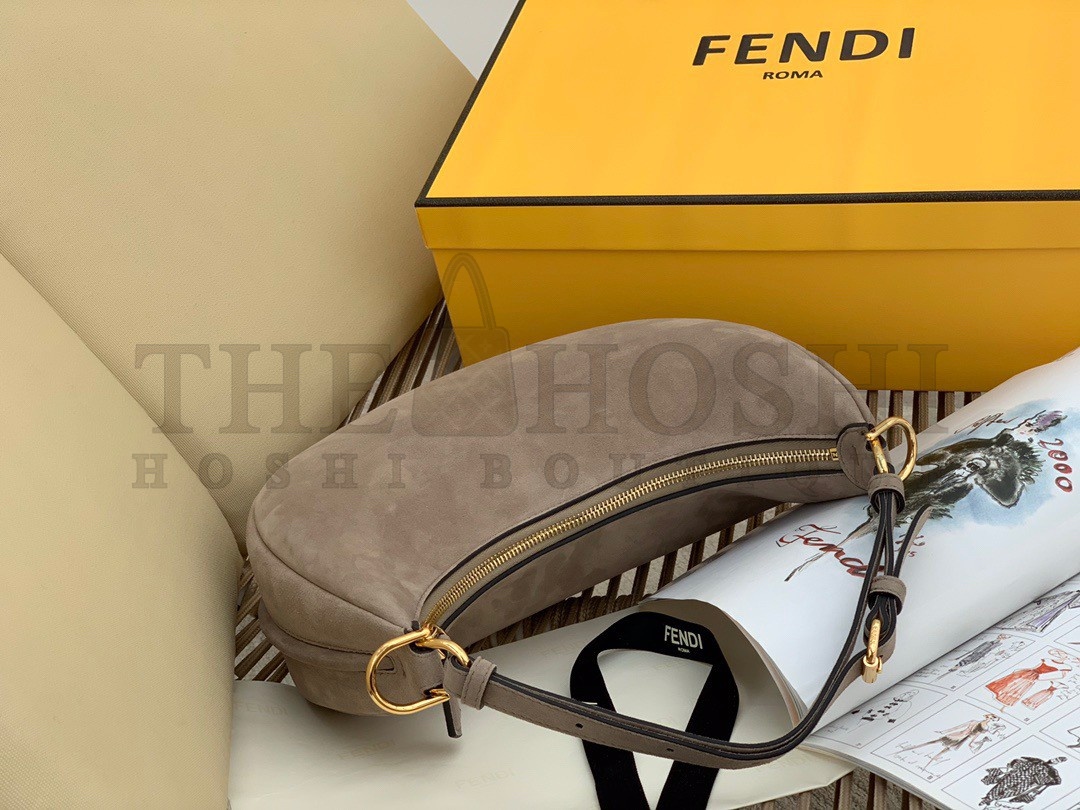 F**di F**digraphy Small Hobo Bag In Beige Suede Leather Master Quality