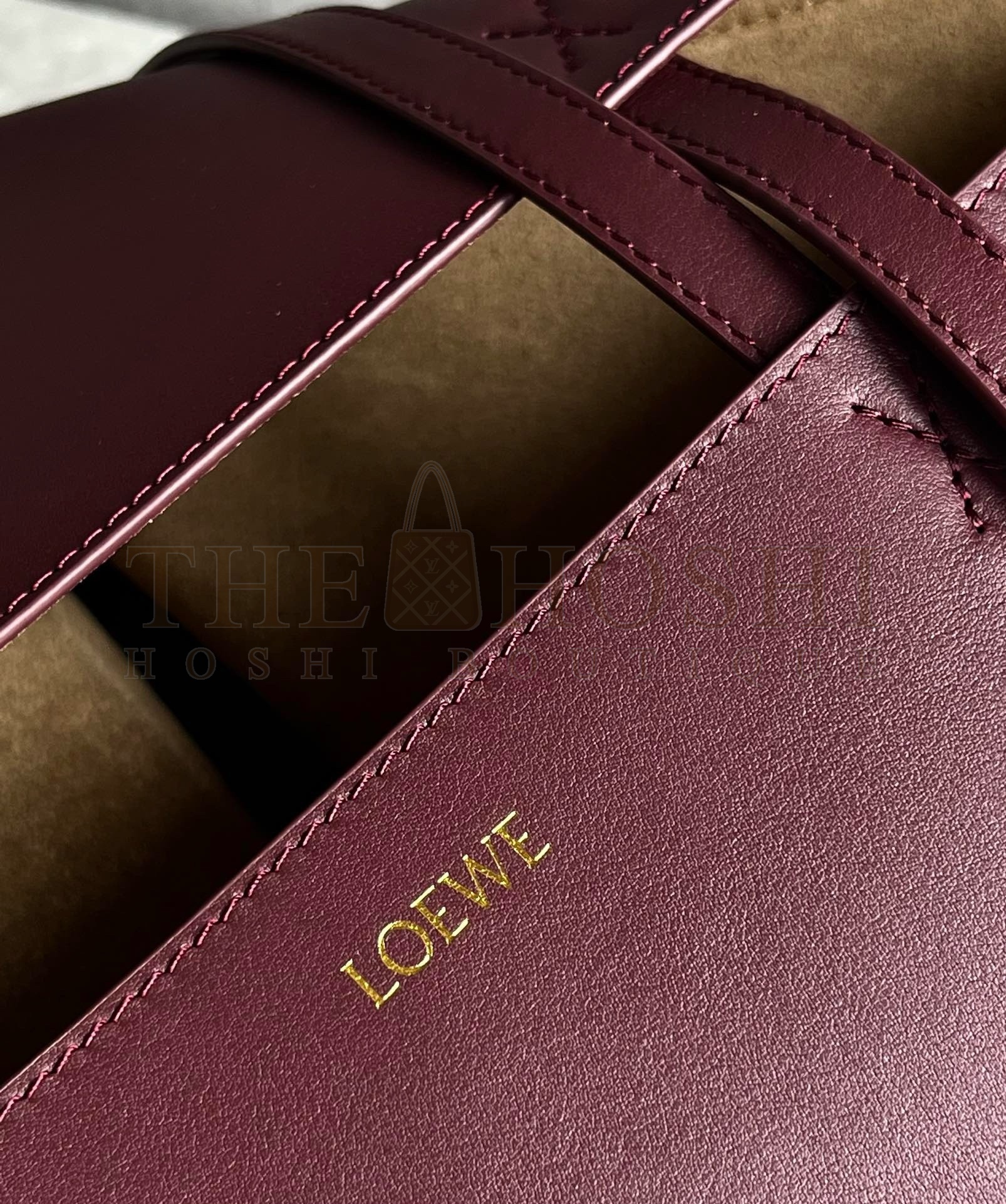 L0ew* Medium Puzzle Fold Tote Bag in Bordeaux Calfskin Master Quality