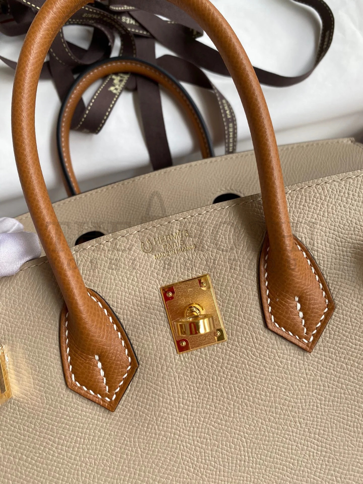 H**me5 HSS Birkin 25 Bicolor Bag in Trench and Gold Epsom Calfskin Master Quality