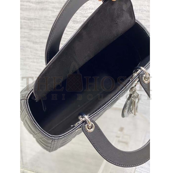 D10r Women CD Medium Lady D10r Bag Black Cannage Lambskin Silver Master Quality