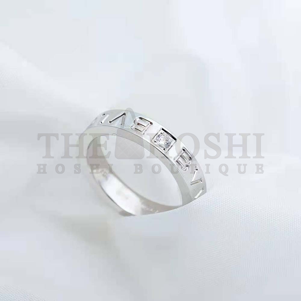 Bv1g*ai Women Bv1g*ai Bv1g*ai Ring 18 KT White Gold Ring with D1am0nd Master Quality