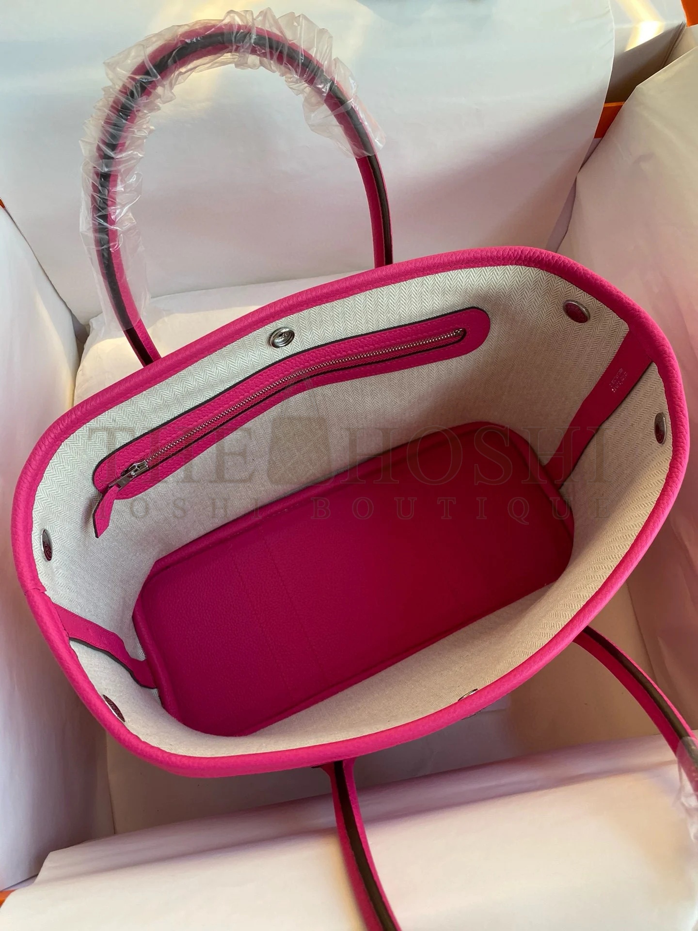 H**me5 Garden Party 30 Handmade Bag in Rose Red Clemence Leather Master Quality