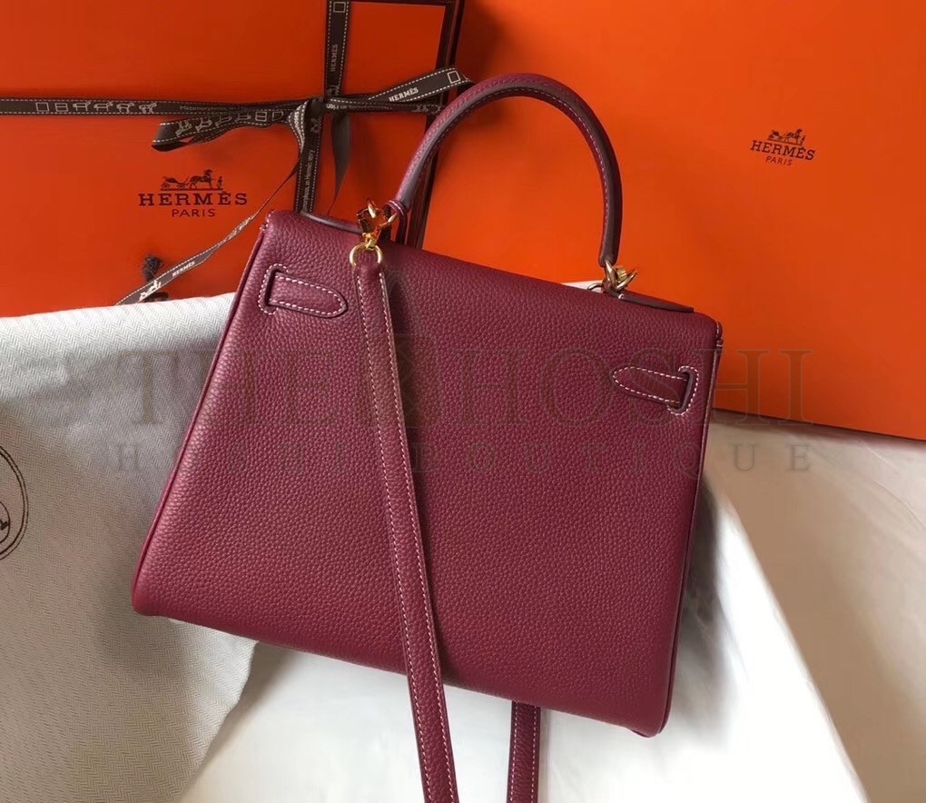 H**me5 Bordeaux Clemence Kelly 25cm GHW Bag Master Quality