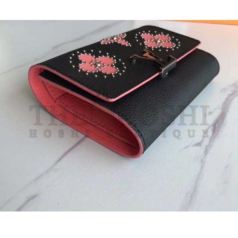 L0vis Vvtt0n LV Women Capucines Compact Wallet Taurillon Leather-Pink Master Quality