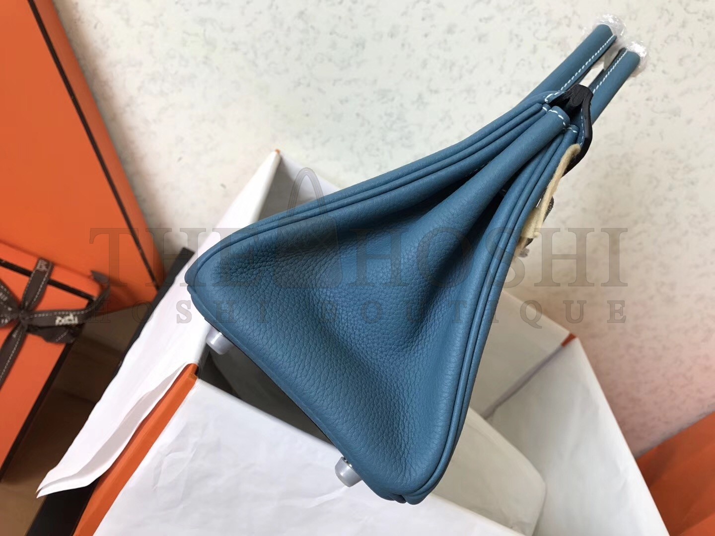 H**me5 Blue Jean Birkin 25cm Clemence Handmade Bag Master Quality