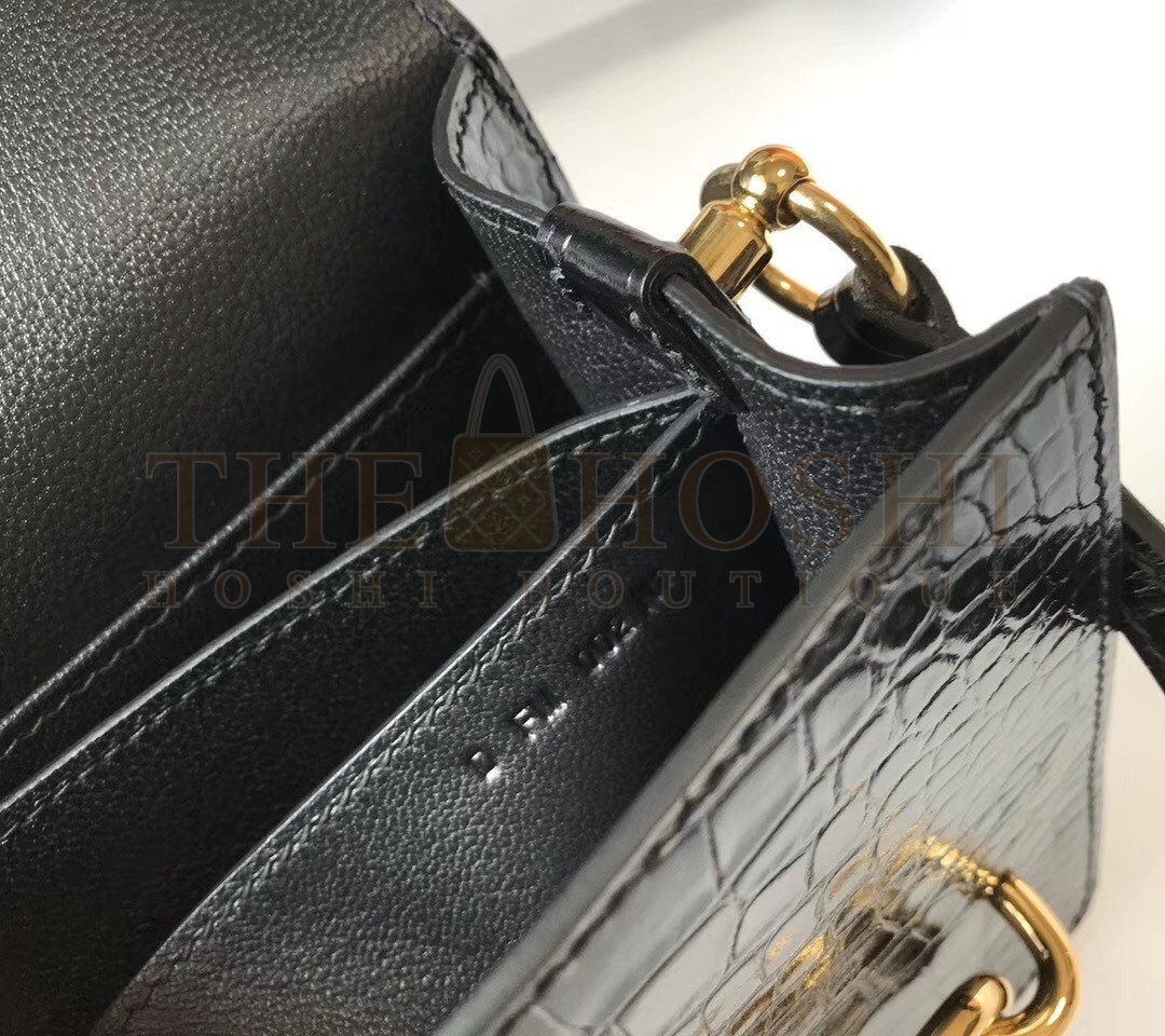 H**me5 Roulis Mini Bag In Black Embossed Crocodile Calfskin Master Quality