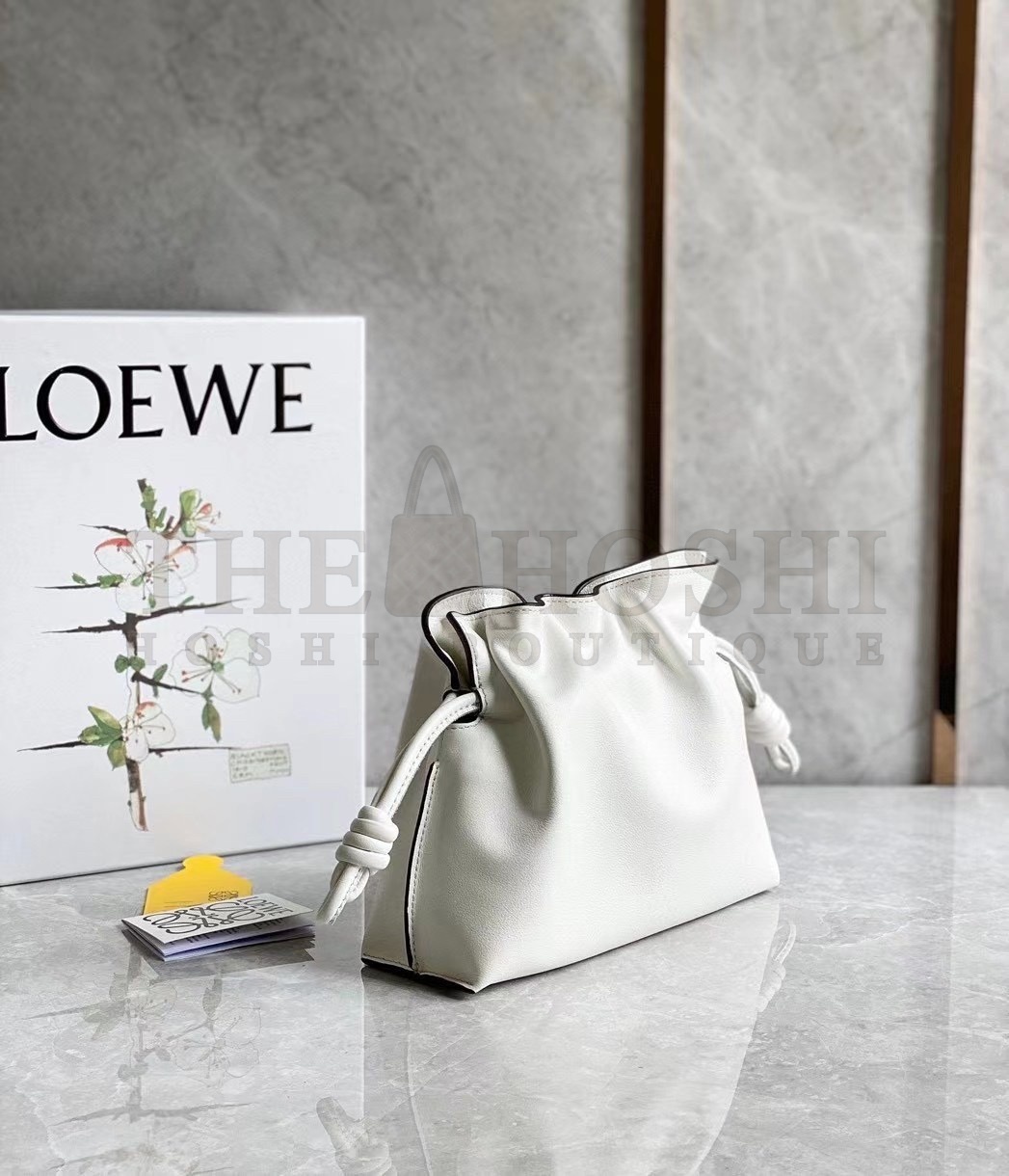 L0ew* Flamenco Mini Clutch In White Nappa Leather Master Quality