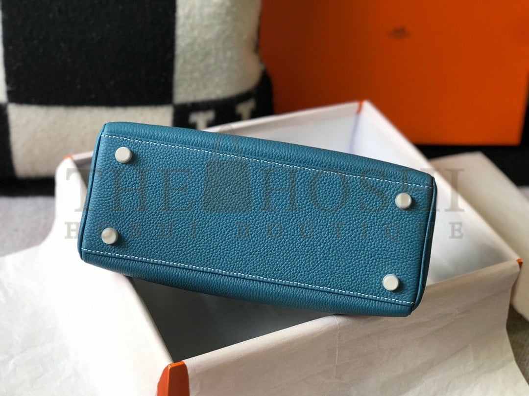 H**me5 Kelly 28cm Retourne Bag in Blue Jean Clemence Leather GHW Master Quality