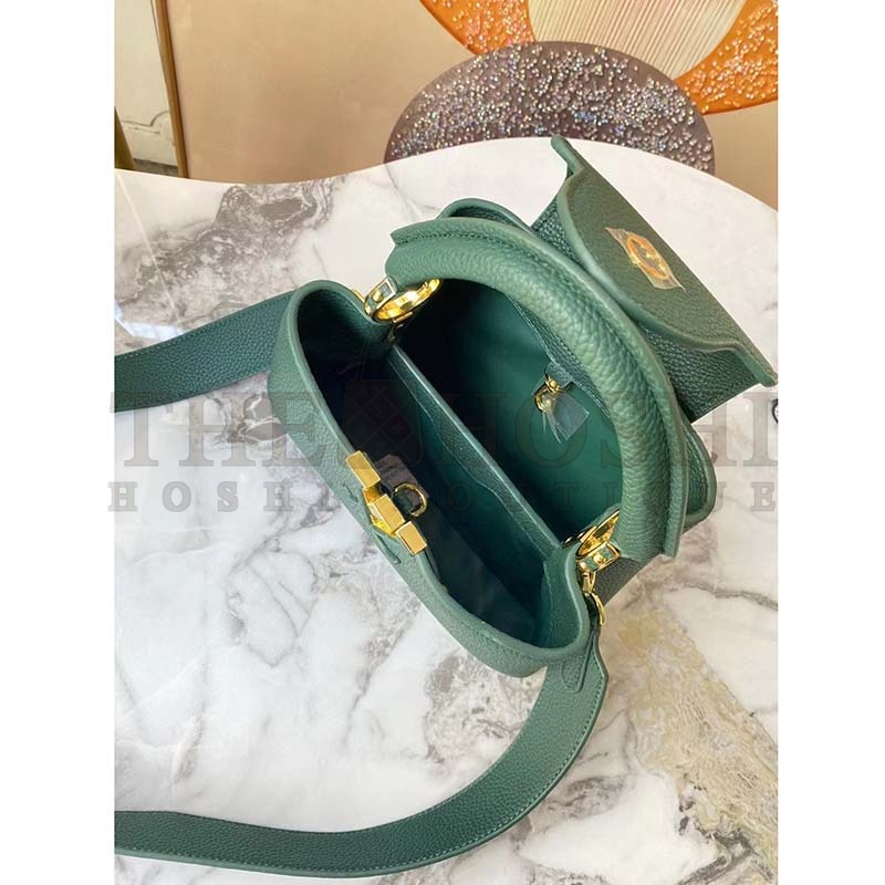 L0vis Vvtt0n LV Women Capucines Mini Handbag Vert D’eau Green Taurillon Leather Master Quality