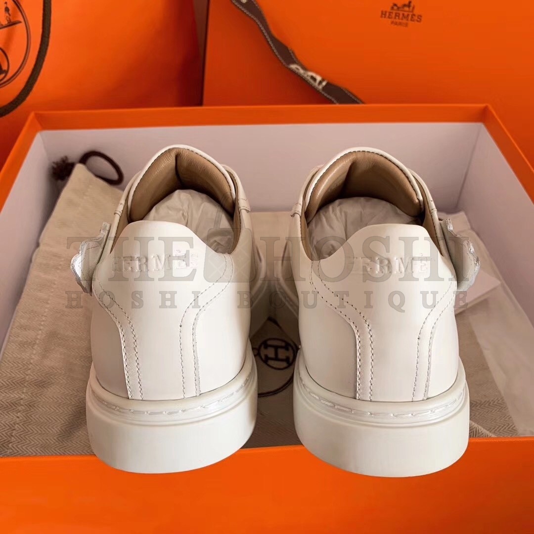 H**me5 Velvet Sneakers In White Calfskin With Printed Wing Patch Master Quality