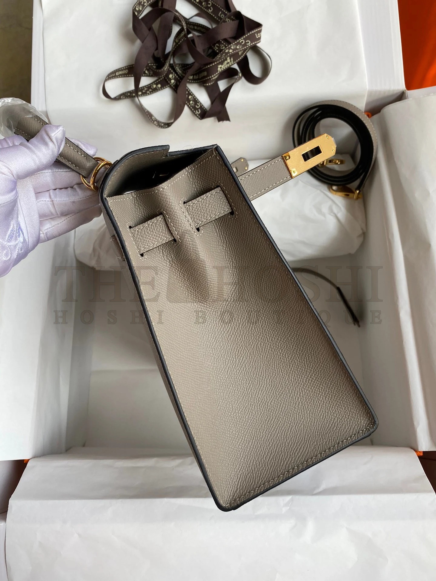 H**me5 Kelly Sellier 32 Handmade Bag Gris Asphalt Black Epsom Calfskin Master Quality