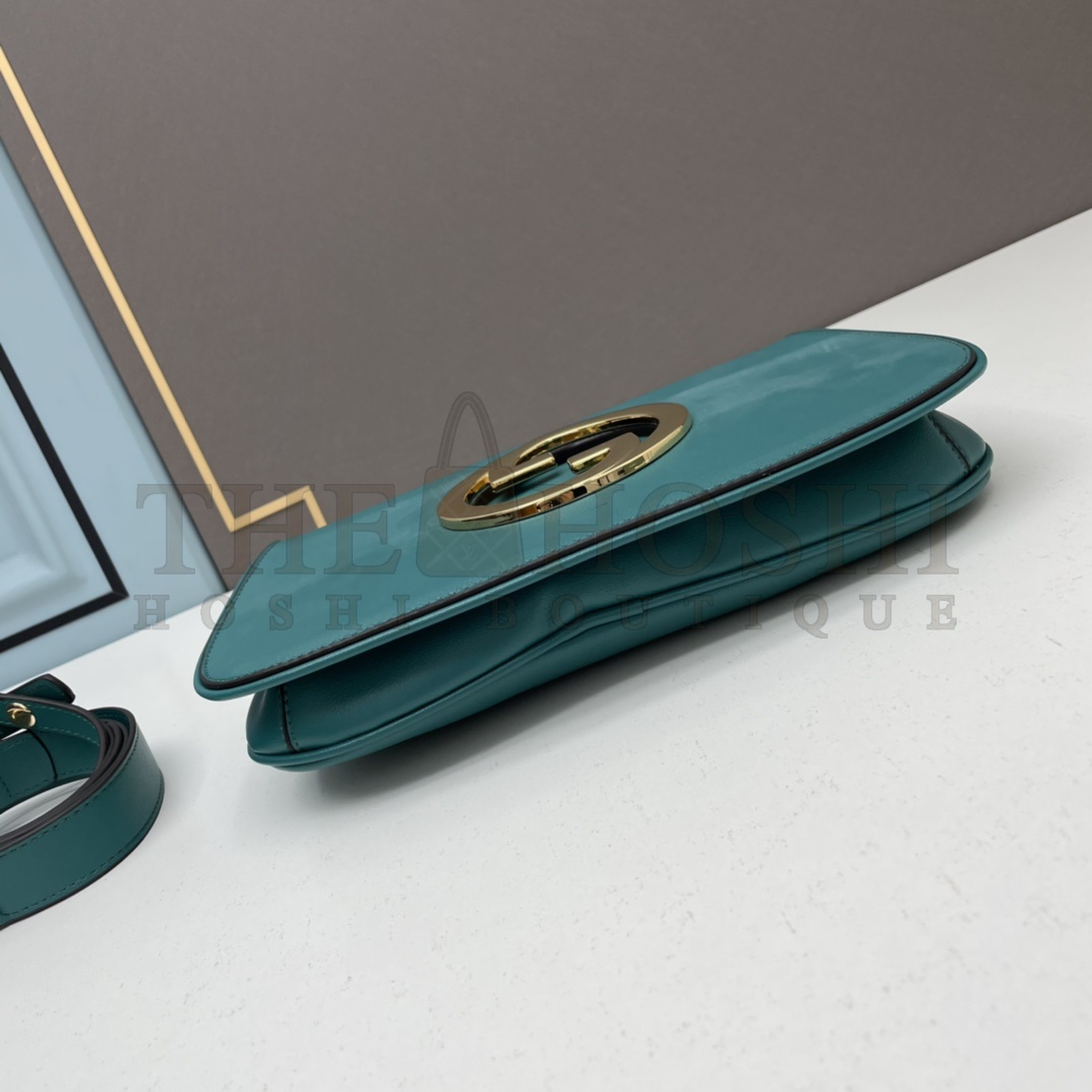 Gvc*1 Women GG Blondie Shoulder Bag Deep Blue Suede Interlocking G Master Quality